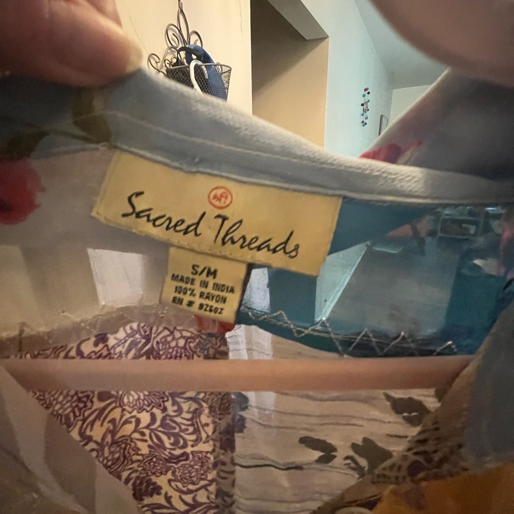 Sacred Threads Multicolor Patchwork Shirt S/M - image 5